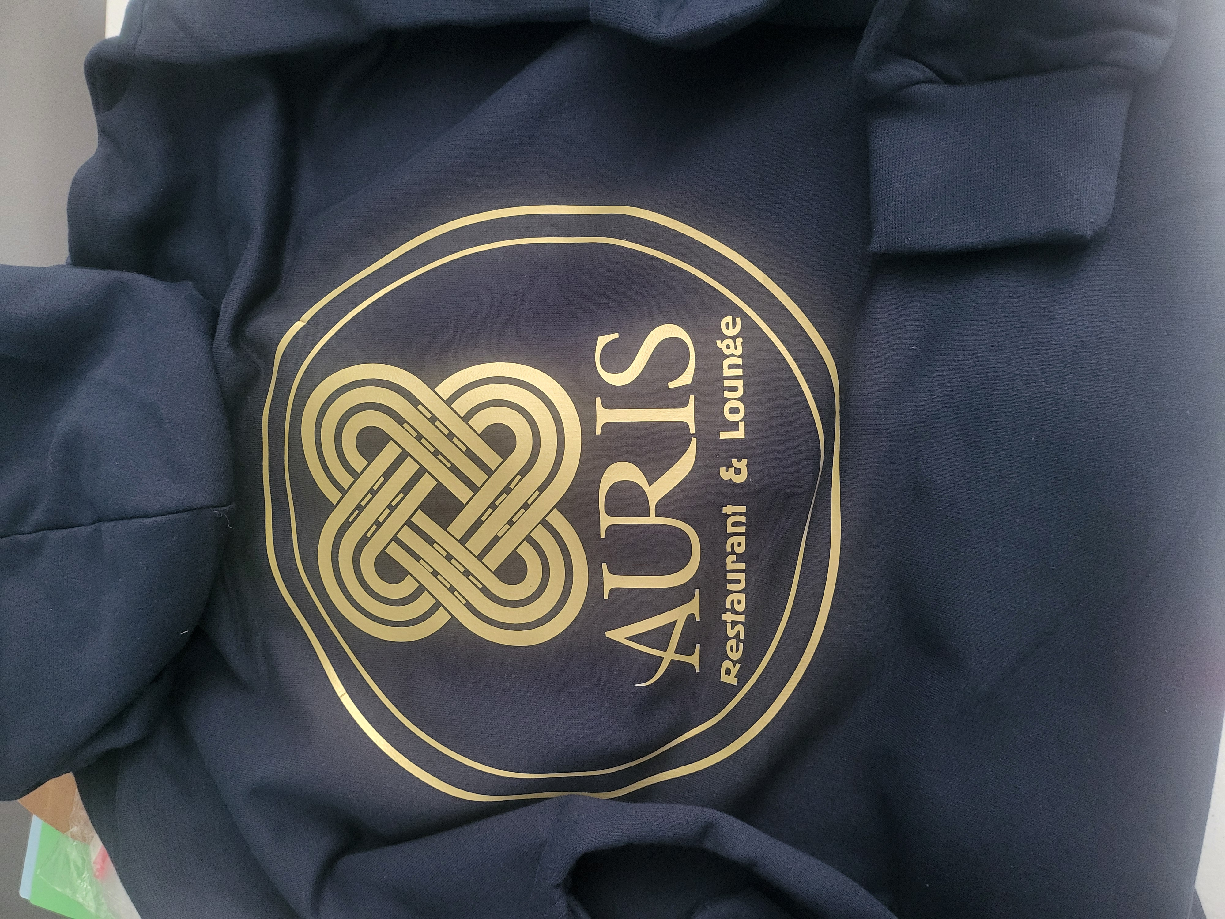 Auris restaurant - navy hoodie back